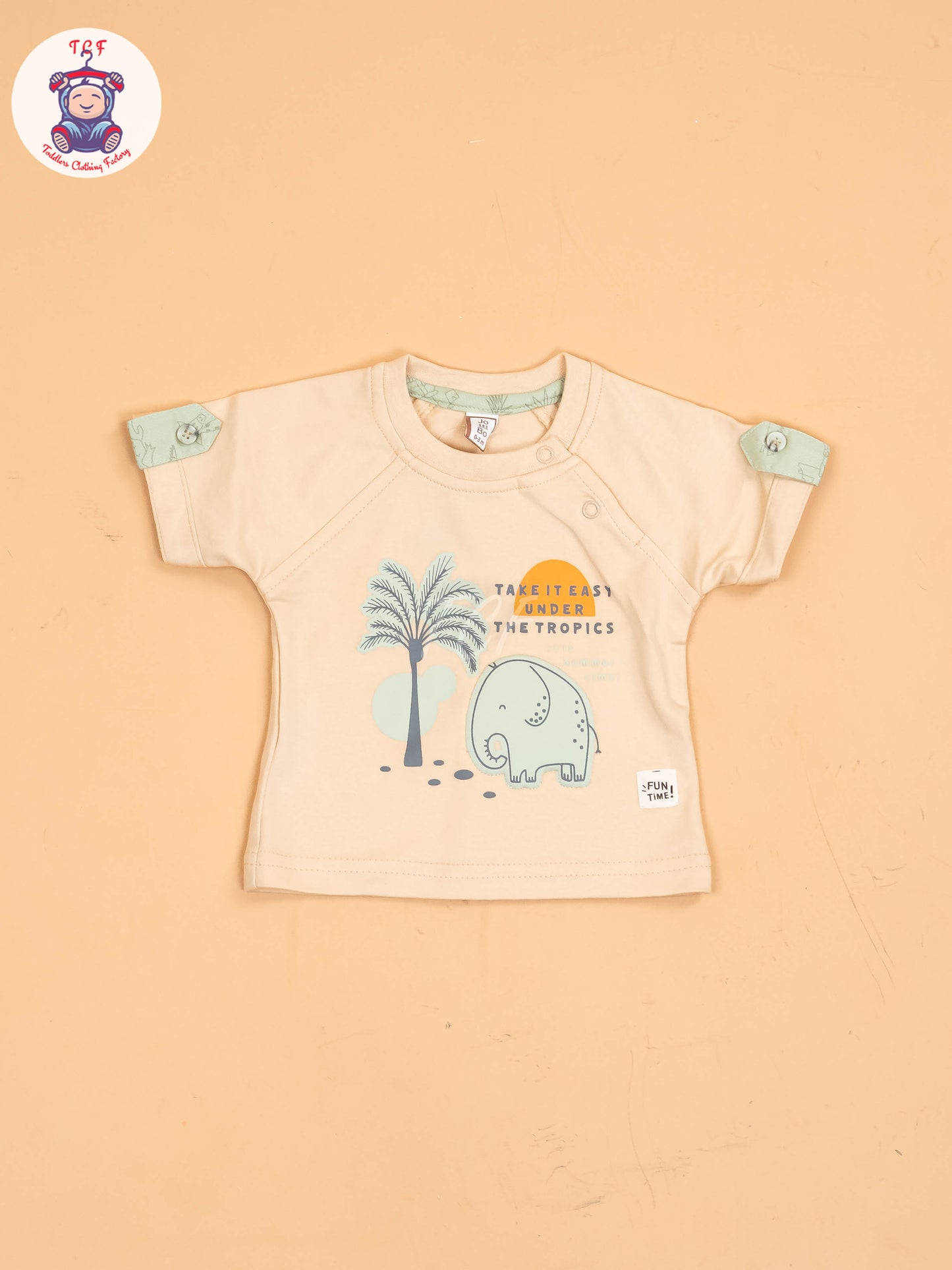 Cream & Light Green- T-Shirts & Shorts