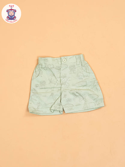 Cream & Light Green- T-Shirts & Shorts