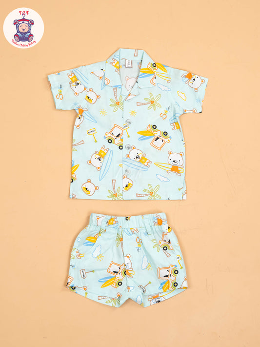 Light Blue - Boys Readymade Cotton Shirts & Shorts