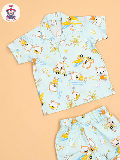 Light Blue - Boys Readymade Cotton Shirts & Shorts