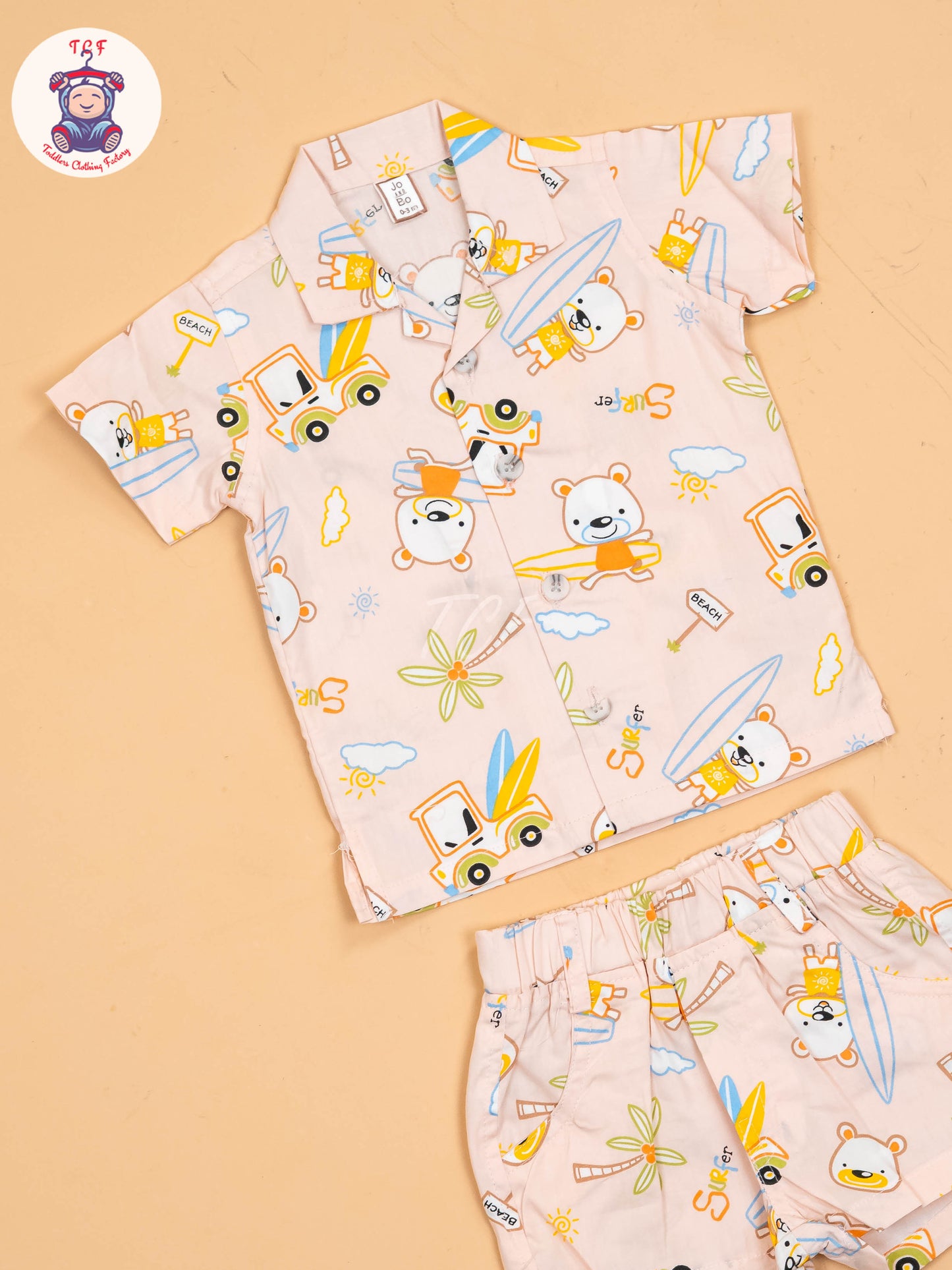 Peach - Boys Readymade Cotton Shirts & Shorts