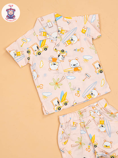 Peach - Boys Readymade Cotton Shirts & Shorts