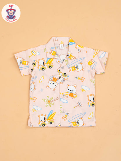Peach - Boys Readymade Cotton Shirts & Shorts