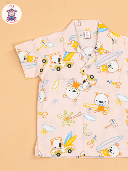 Peach - Boys Readymade Cotton Shirts & Shorts