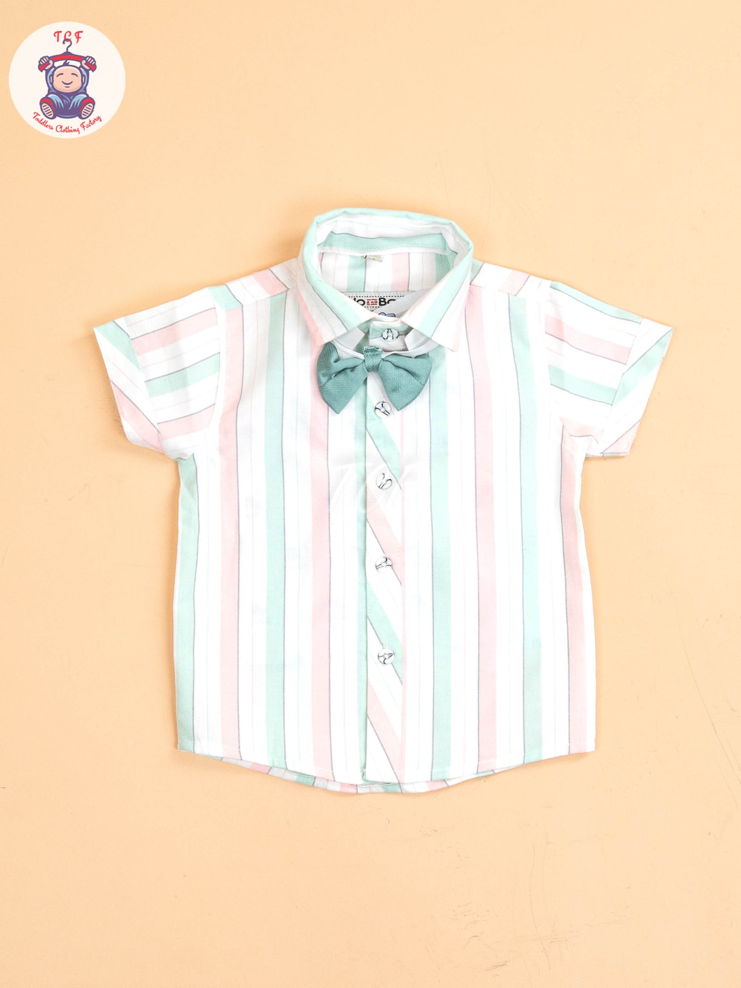 White & Pink Stripes - Boys Shirts & Shorts