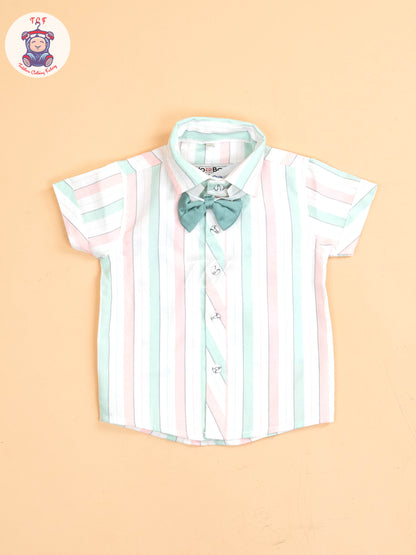 White & Pink Stripes - Boys Shirts & Shorts