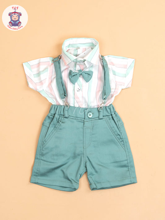 White & Pink Stripes - Boys Shirts & Shorts