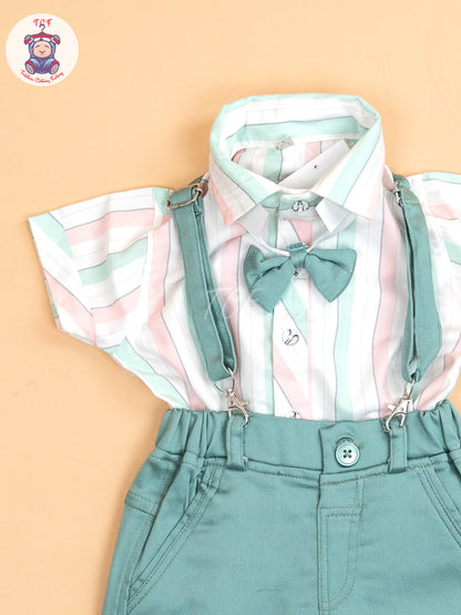 White & Pink Stripes - Boys Shirts & Shorts