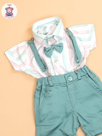 White & Pink Stripes - Boys Shirts & Shorts