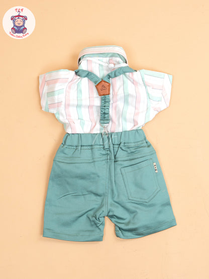 White & Pink Stripes - Boys Shirts & Shorts