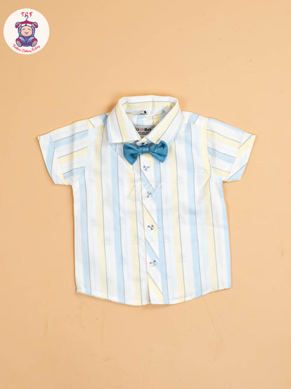 White & Blue Stripes - Boys Shirts & Shorts