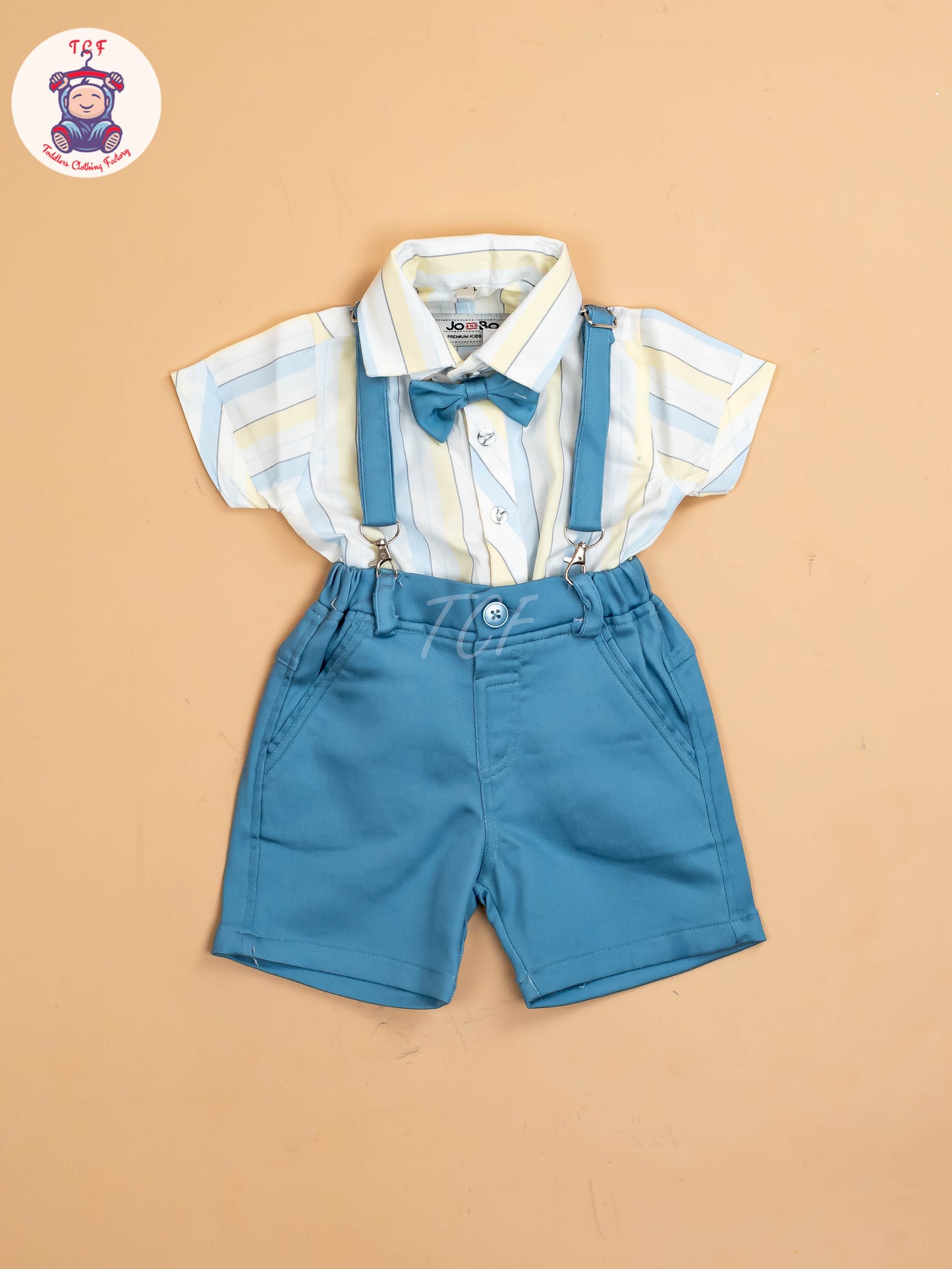 White & Blue Stripes - Boys Shirts & Shorts