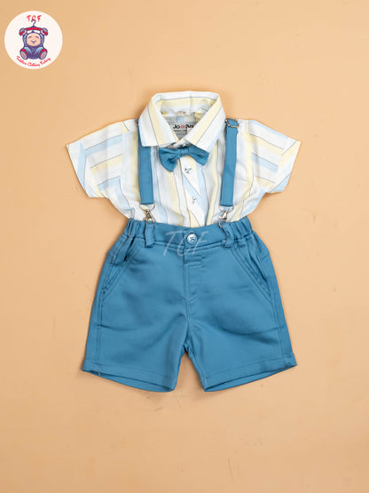 White & Blue Stripes - Boys Shirts & Shorts