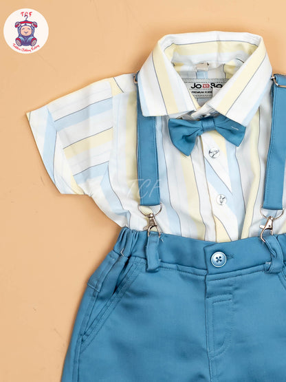White & Blue Stripes - Boys Shirts & Shorts