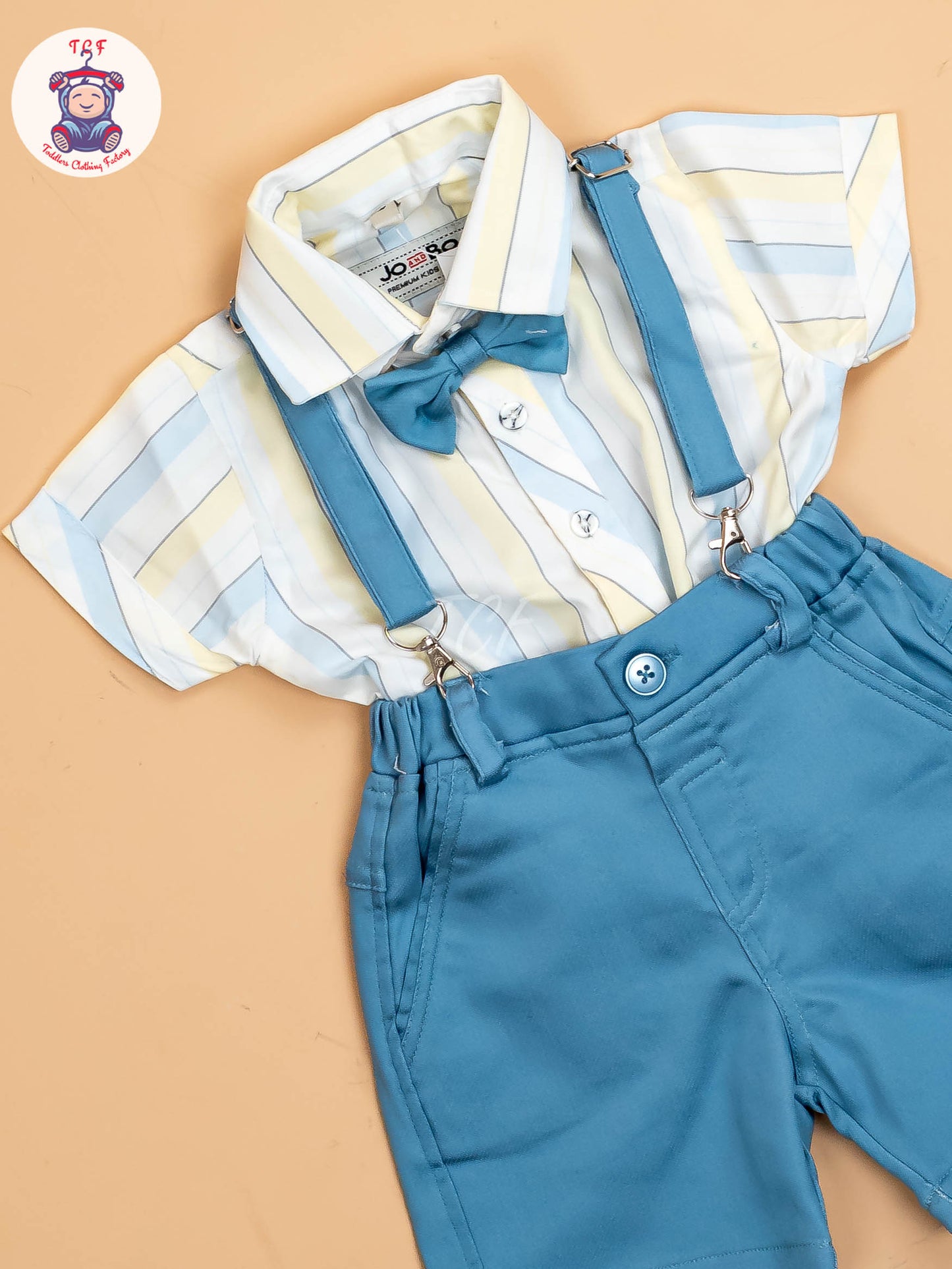 White & Blue Stripes - Boys Shirts & Shorts