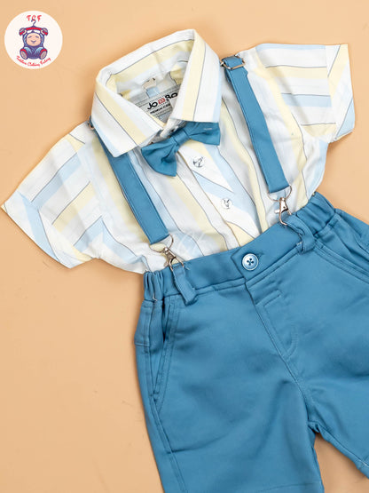 White & Blue Stripes - Boys Shirts & Shorts