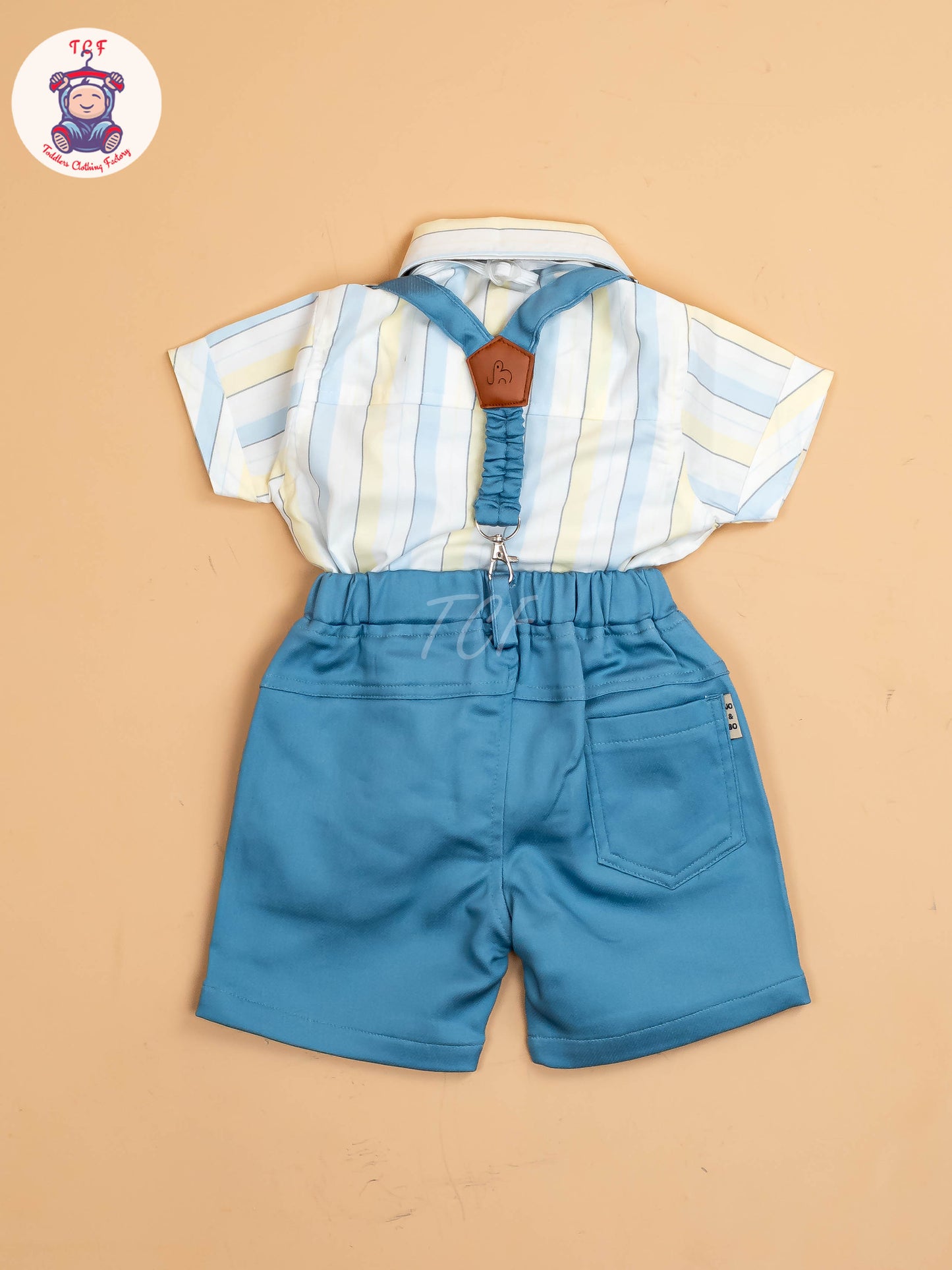 White & Blue Stripes - Boys Shirts & Shorts
