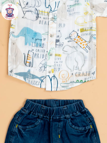 White Printed - Boys Shirts & Shorts