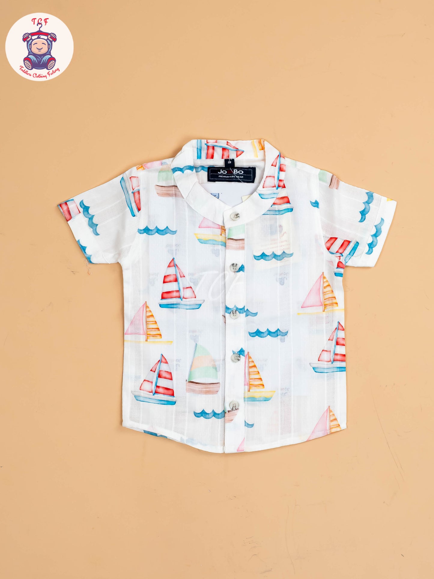 White Ship Printed - Boys Shirts & Shorts