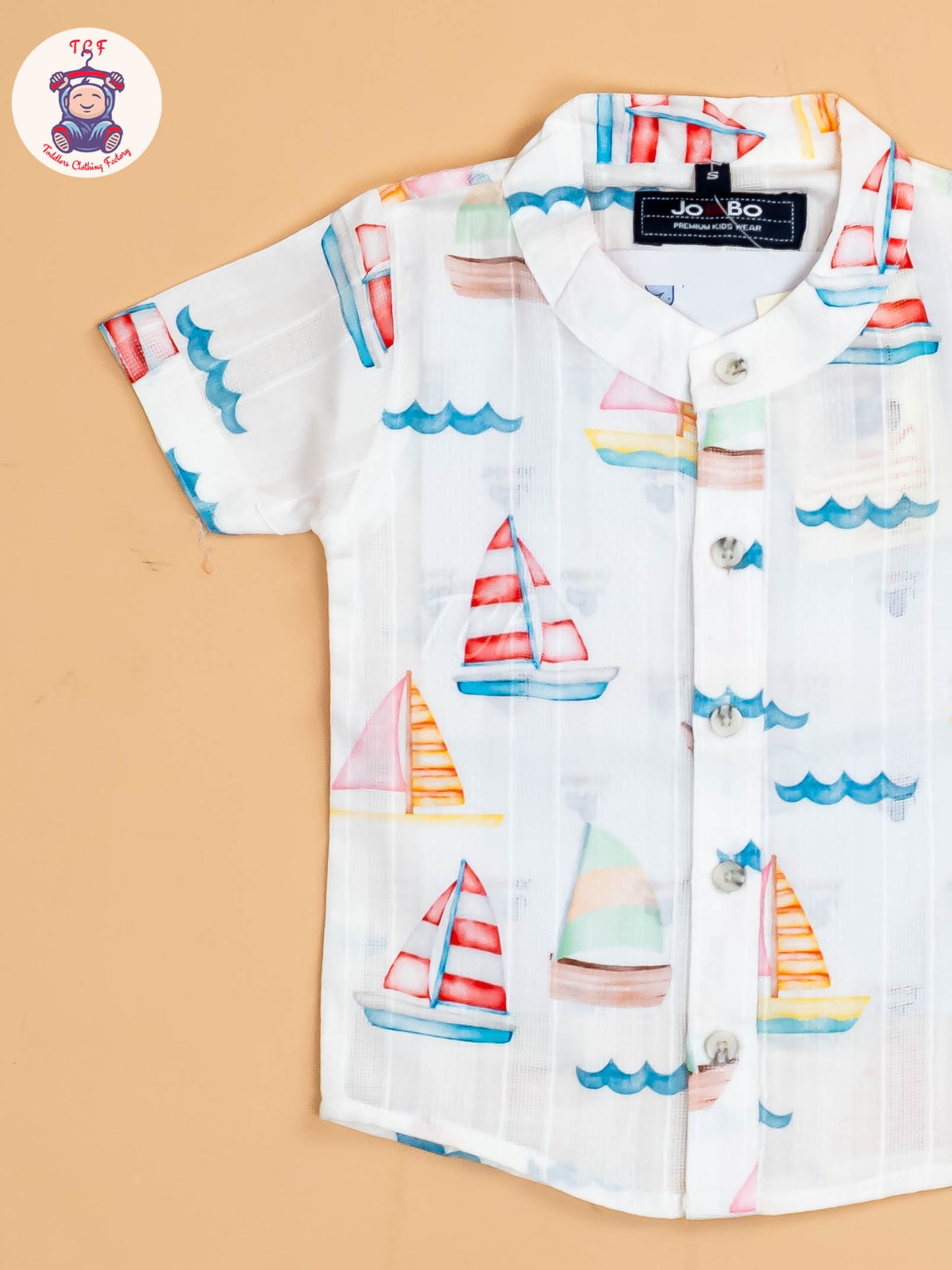 White Ship Printed - Boys Shirts & Shorts