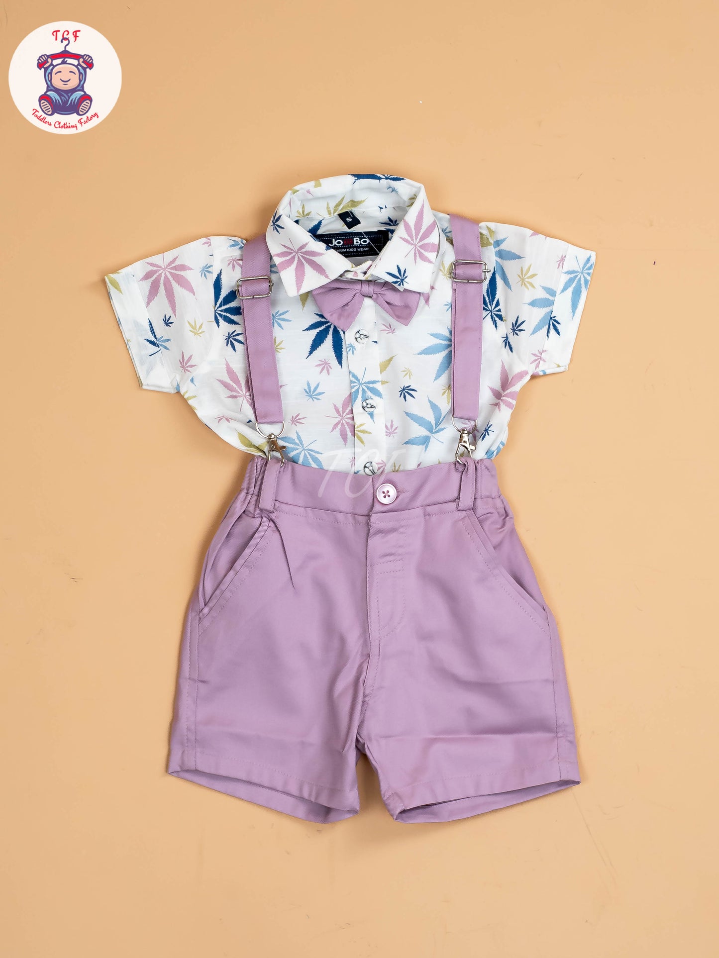 White & Purple Boys  -  Cotton Shirts & Shorts
