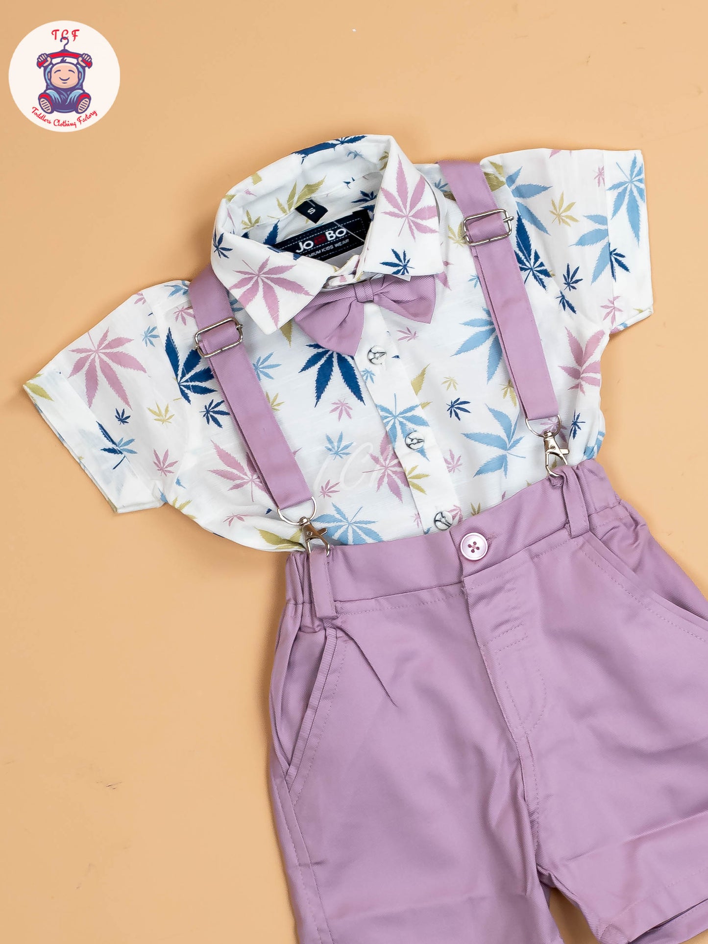 White & Purple Boys  -  Cotton Shirts & Shorts
