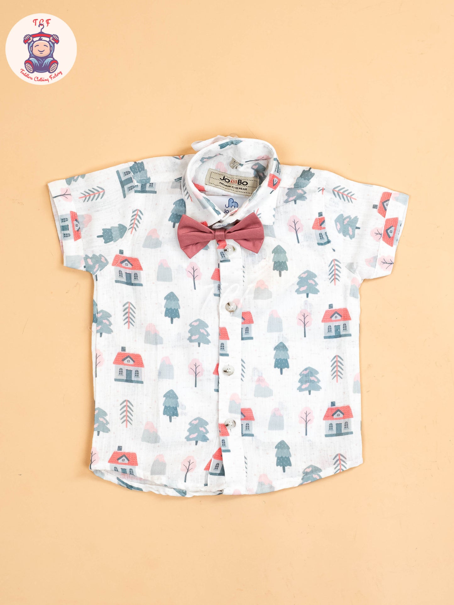 White Floral & Pink - Half Sleeves Shirts & Shorts Set With Suspender & Bow