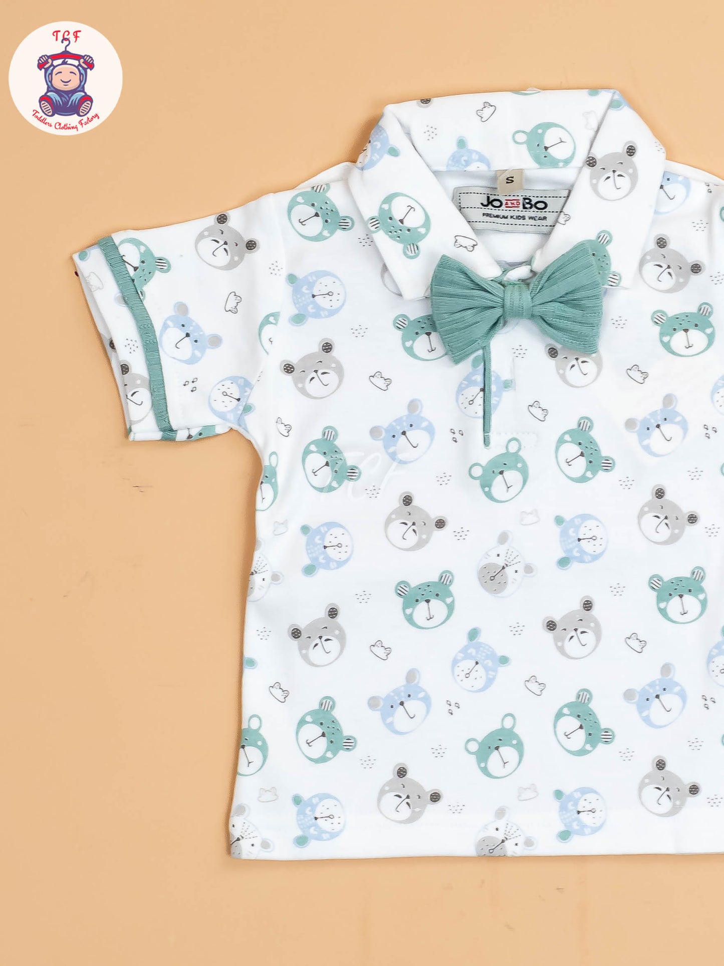 White Floral & Green - Half Sleeves Shirts & Shorts Set With Suspender & Bow