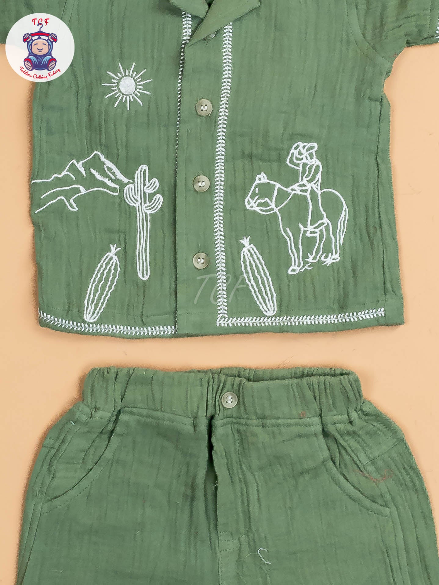 Green - Boys Readymade Cotton Shirts & Shorts