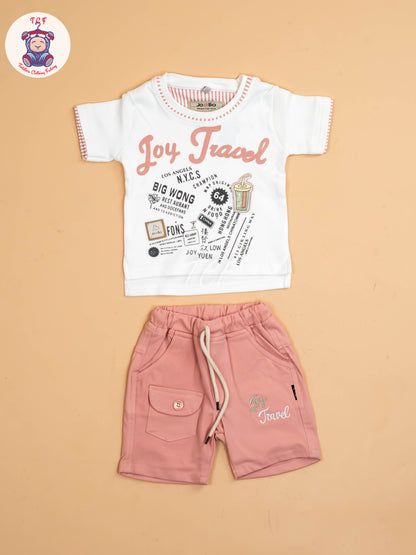 White &Pink - T-Shirts With Shirt and Shorts