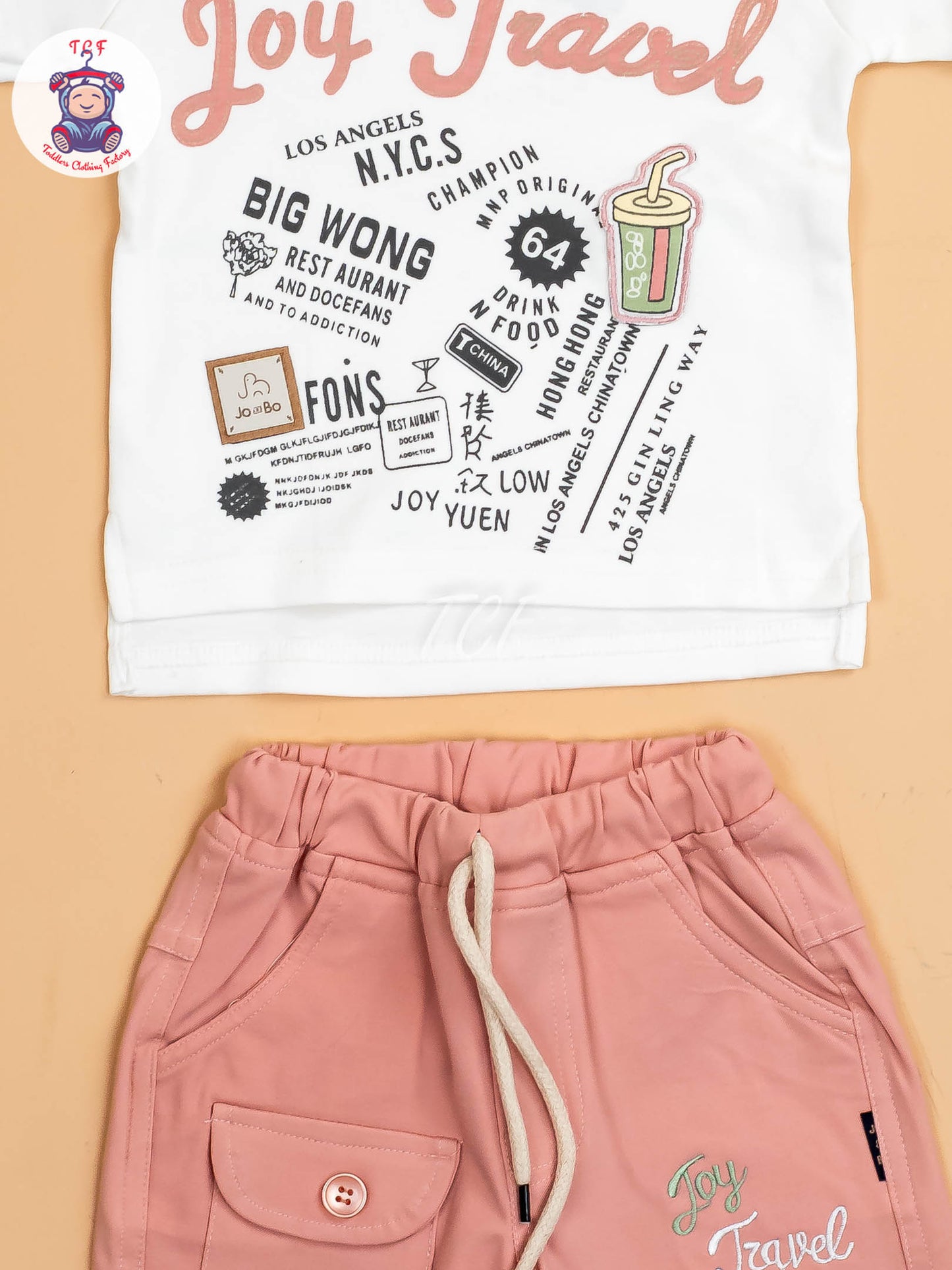 White &Pink - T-Shirts With Shirt and Shorts