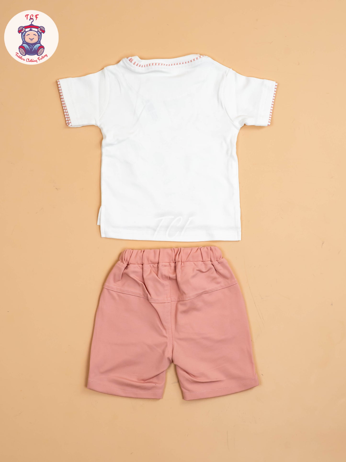 White &Pink - T-Shirts With Shirt and Shorts