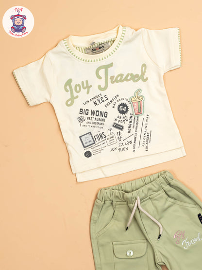 White & Green - T-Shirts With Shirt and Shorts