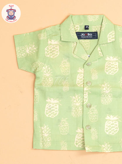 Green - T-Shirts With Shirt and Shorts