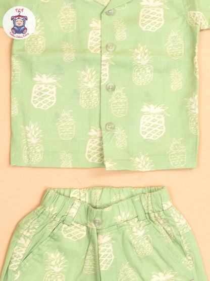 Green - T-Shirts With Shirt and Shorts