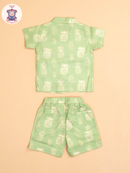 Green - T-Shirts With Shirt and Shorts