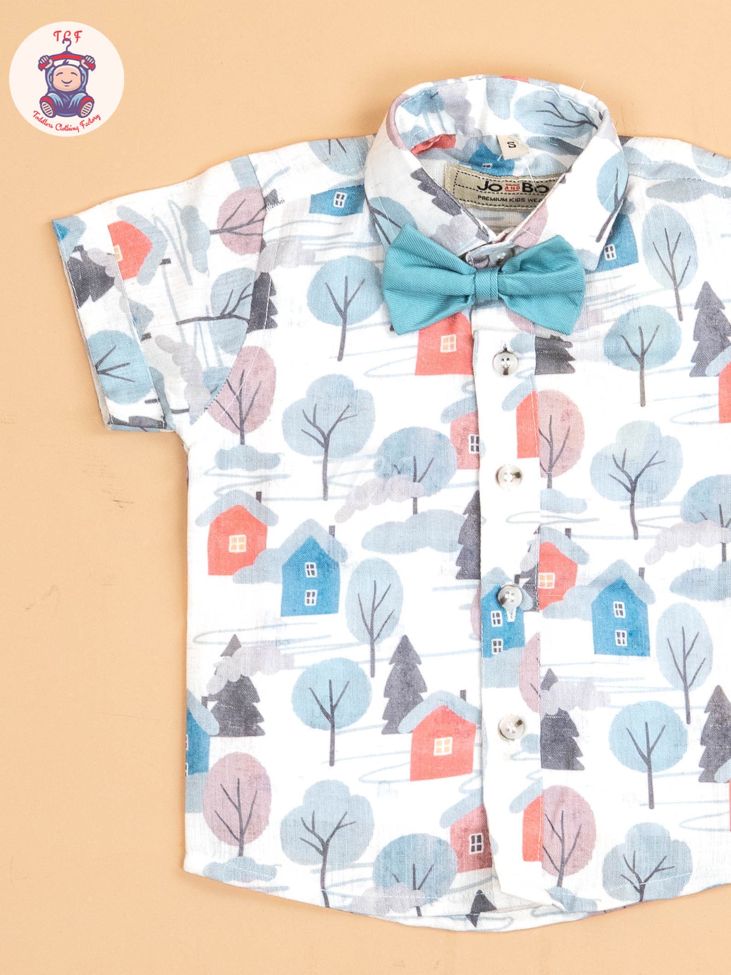Blue - Half Sleeves Shirts & Shorts Set With Suspender & Bow