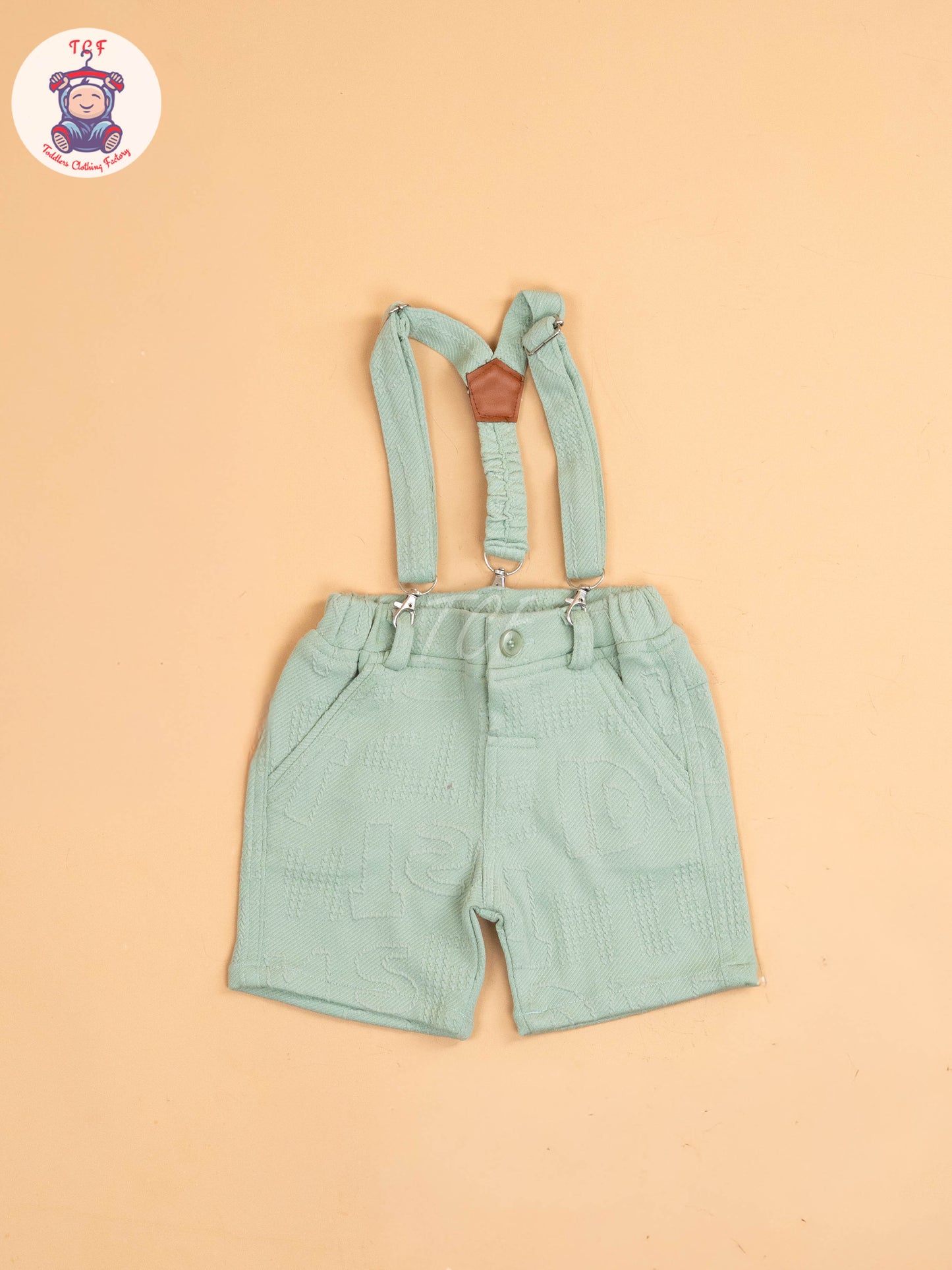 White & Green - Half Sleeves Shirts & Shorts Set With Suspender & Bow