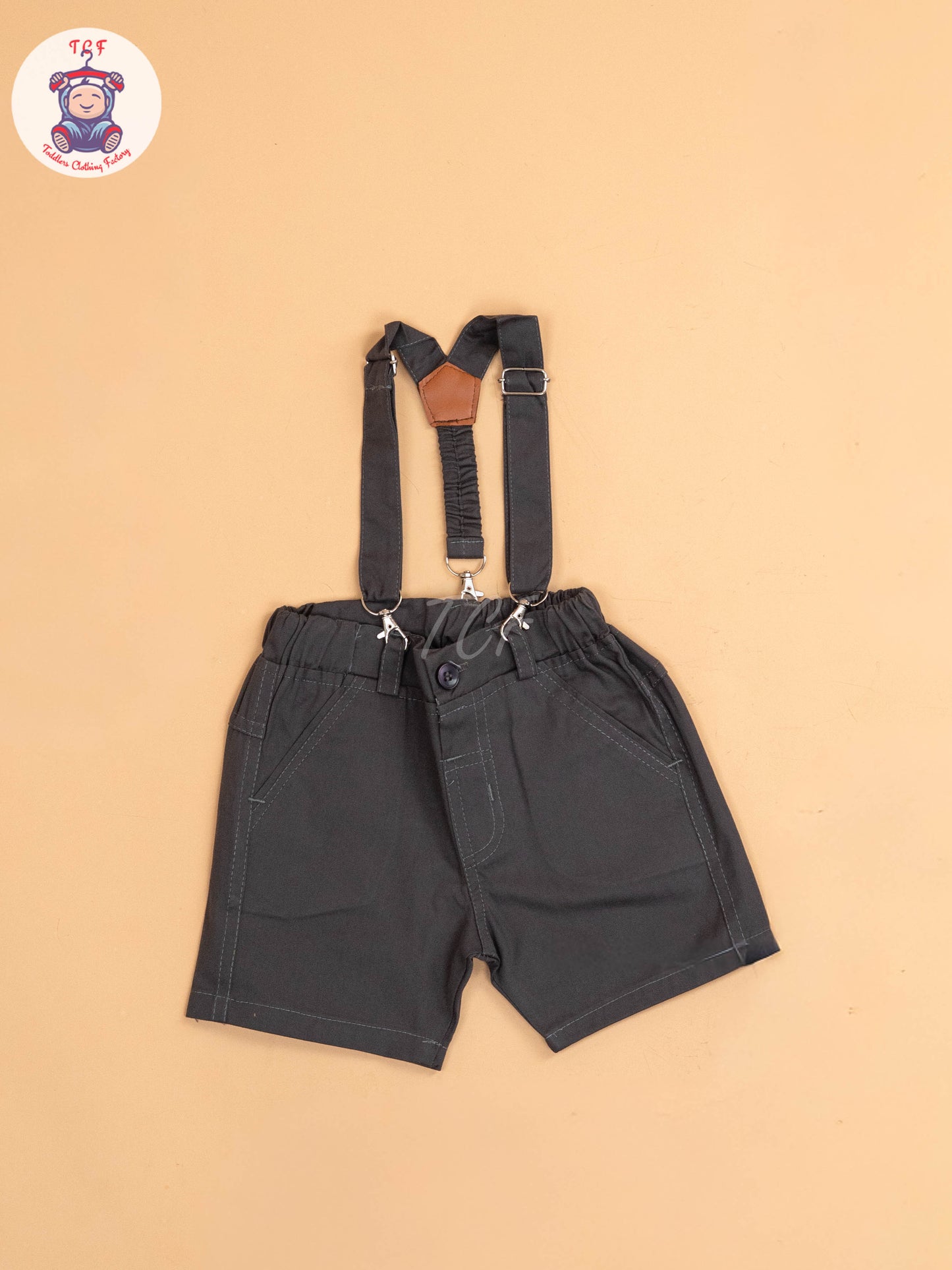 White & Pink Half - Sleeves Shirts & Shorts Set With Suspender & Bow
