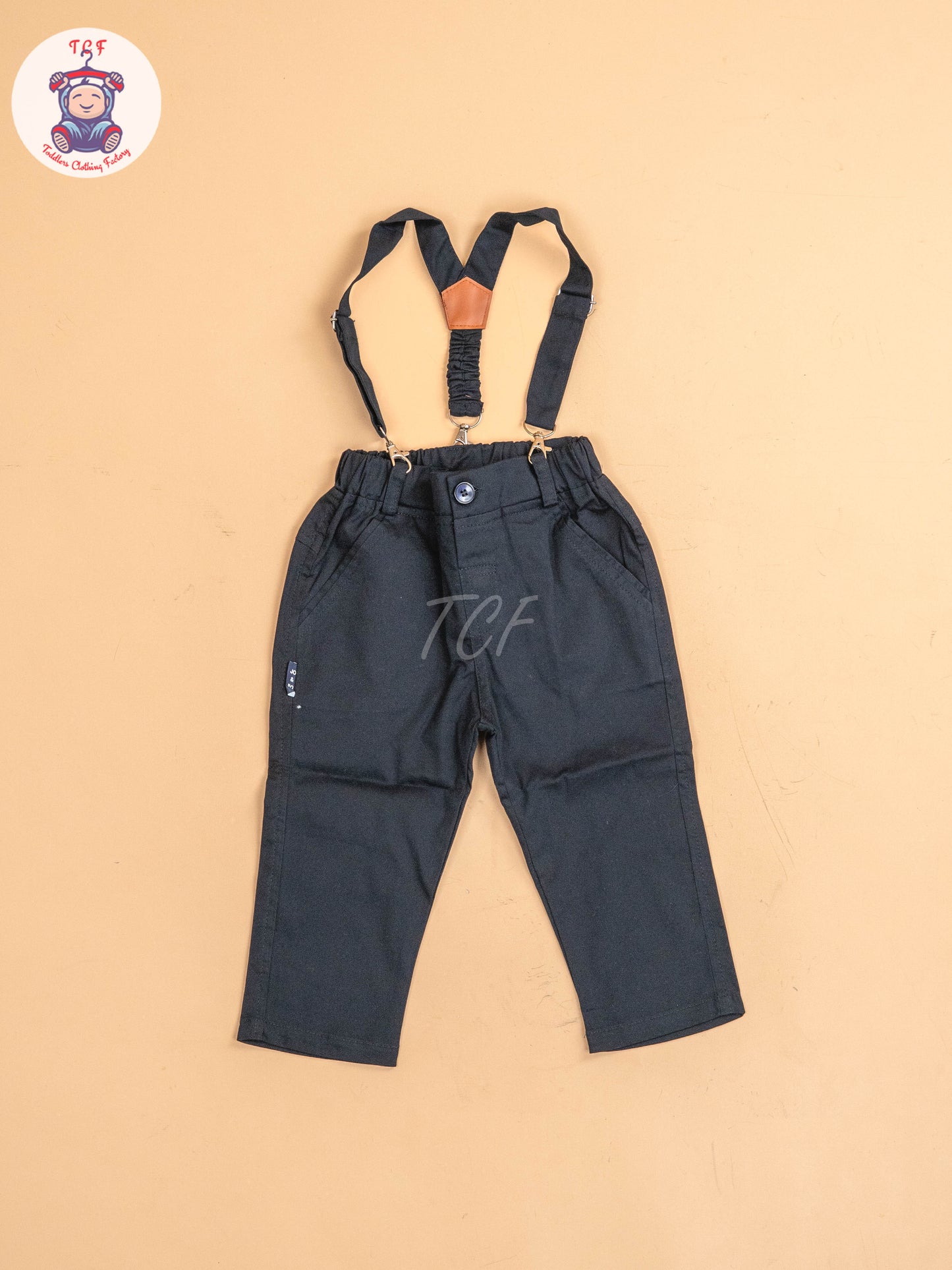 Navy Blue - Half Sleeves Shirts & Shorts Set With Suspender & Bow