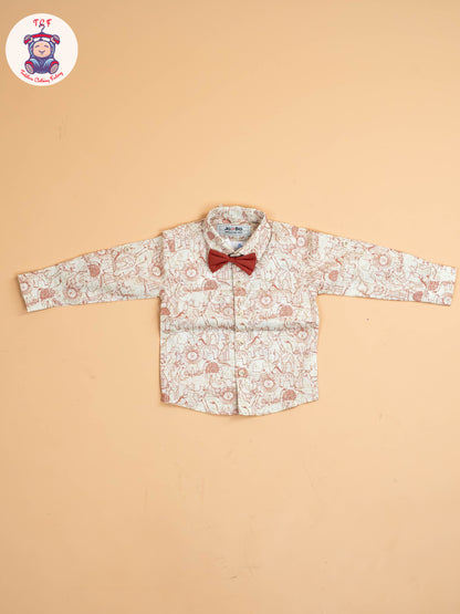 Rust - Half Sleeves Shirts & Shorts Set With Suspender & Bow