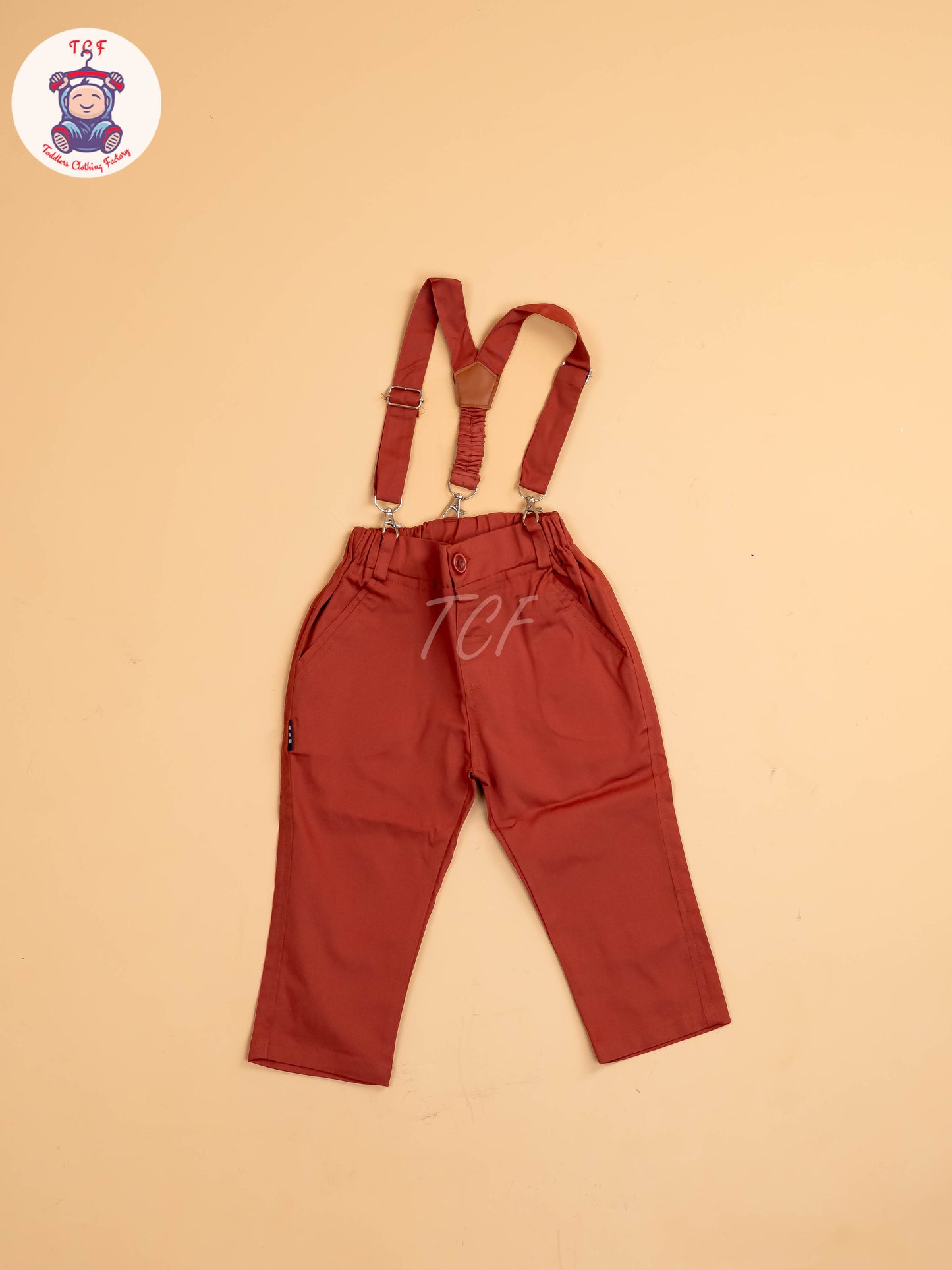 Rust - Half Sleeves Shirts & Shorts Set With Suspender & Bow
