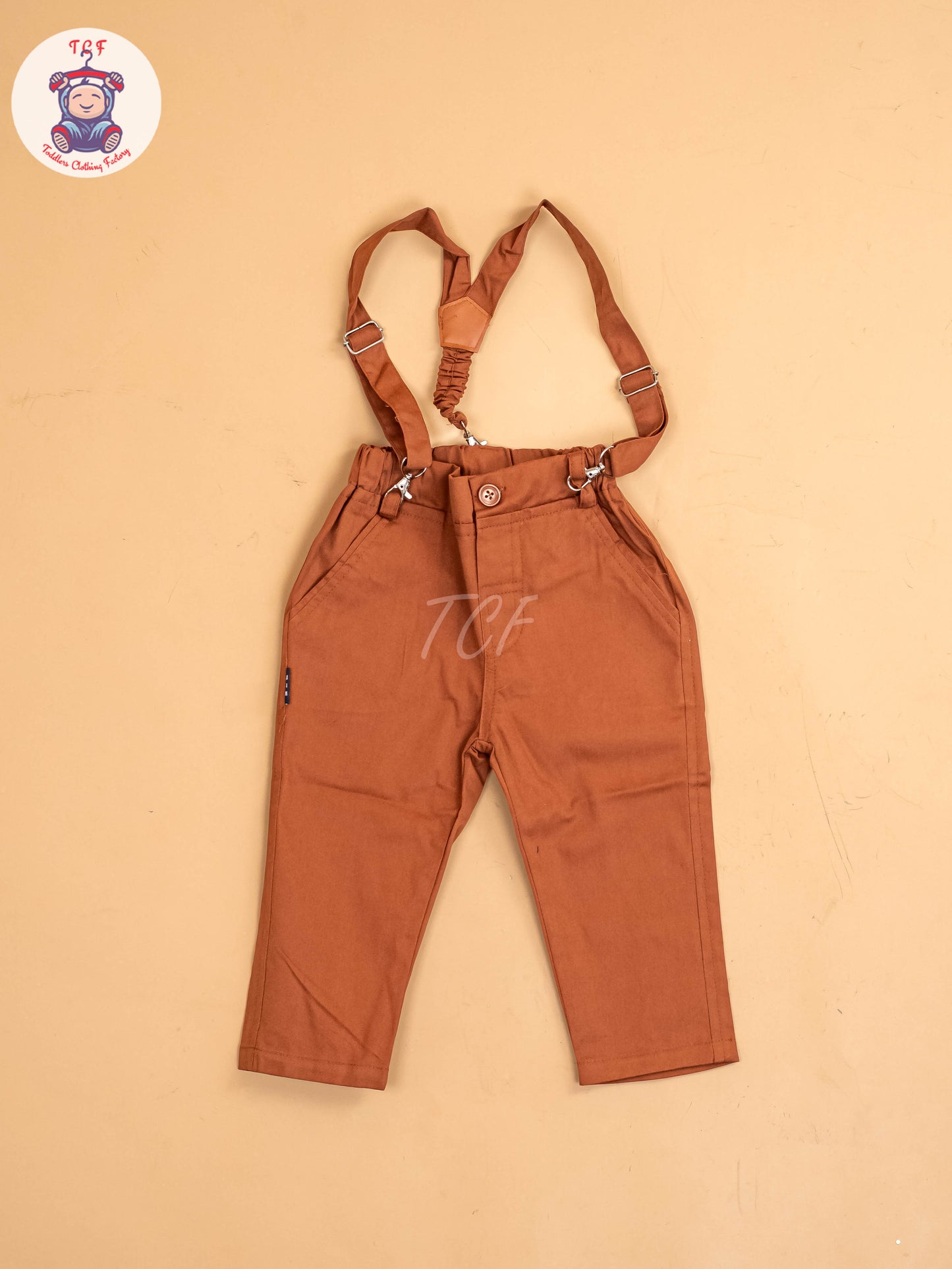 Beige -  Half Sleeves Shirts & Shorts Set With Suspender & Bow