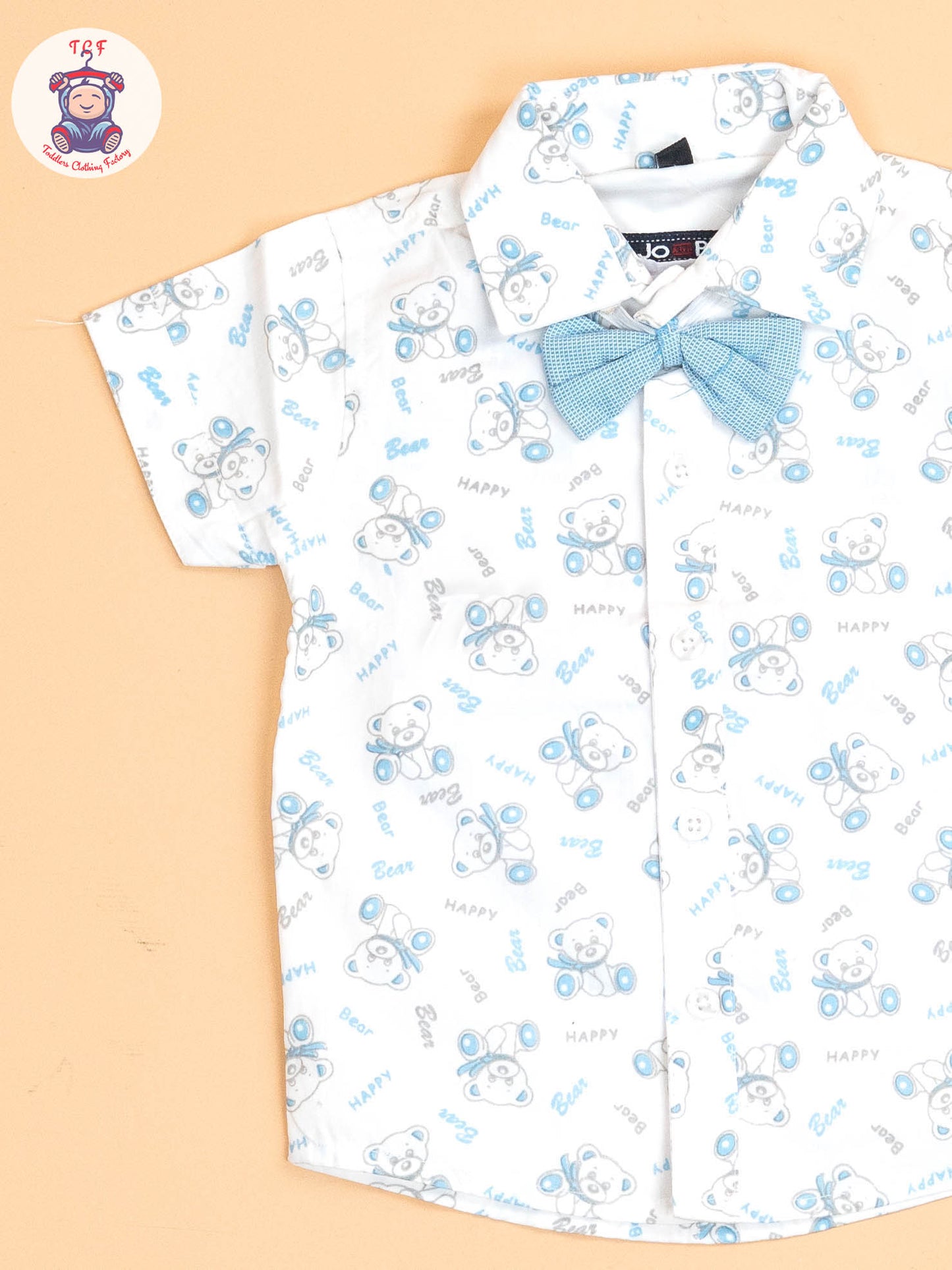 Blue - Half Sleeves Shirts & Shorts Set With Suspender & Bow