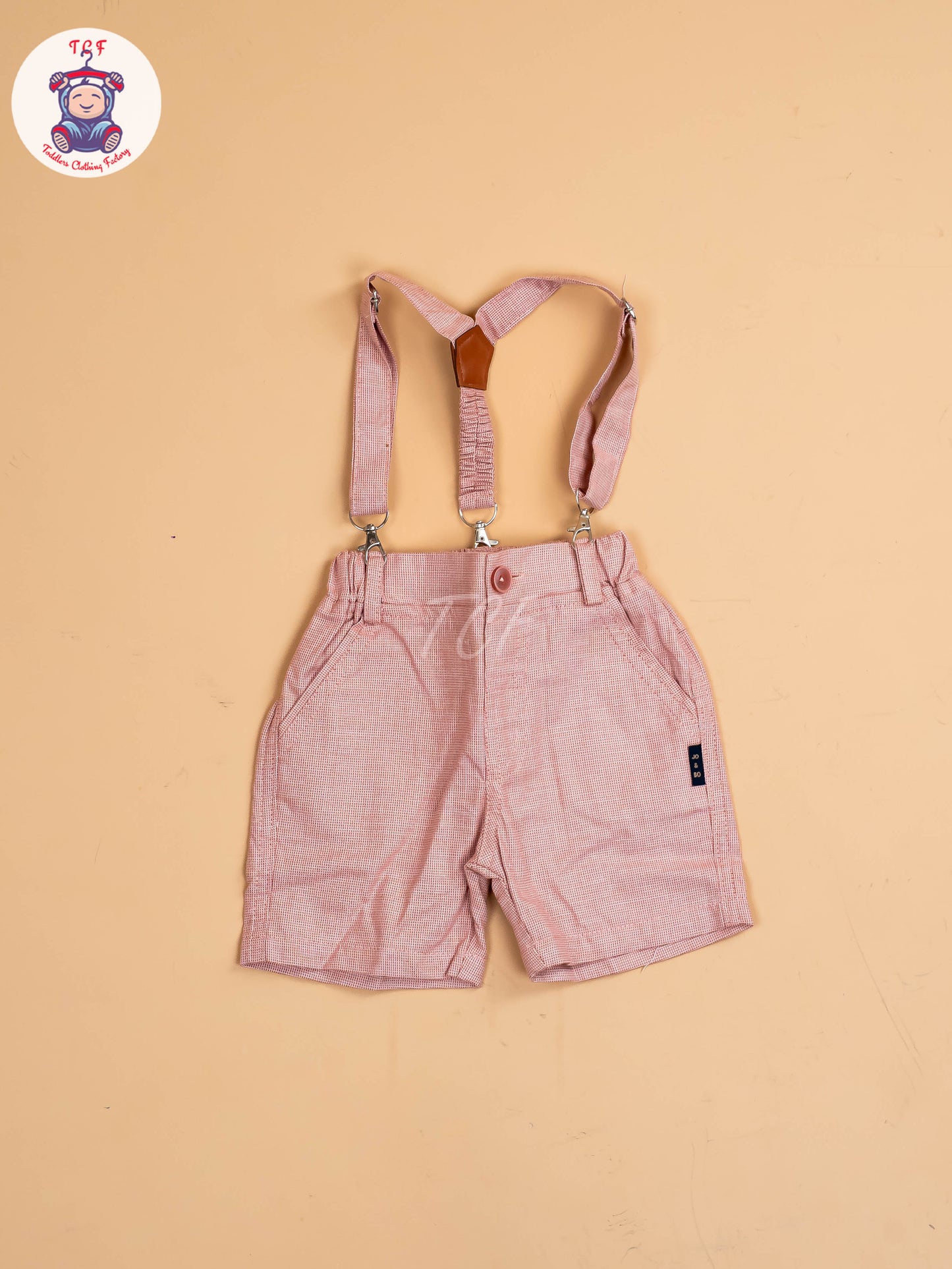 Pink - Half Sleeves Shirts & Shorts Set With Suspender & Bow