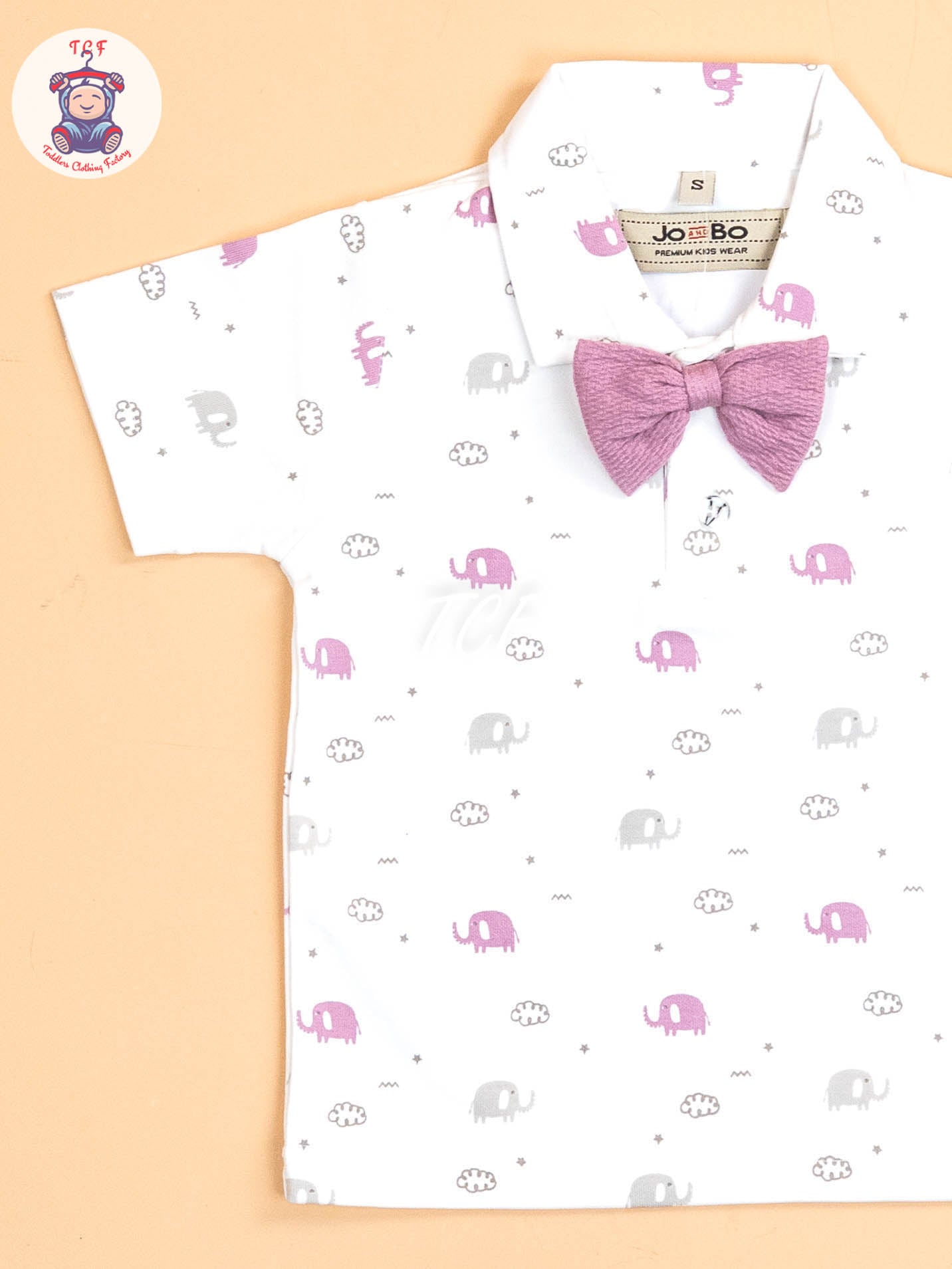 Purple - Half Sleeves Shirts & Shorts Set With Suspender & Bow