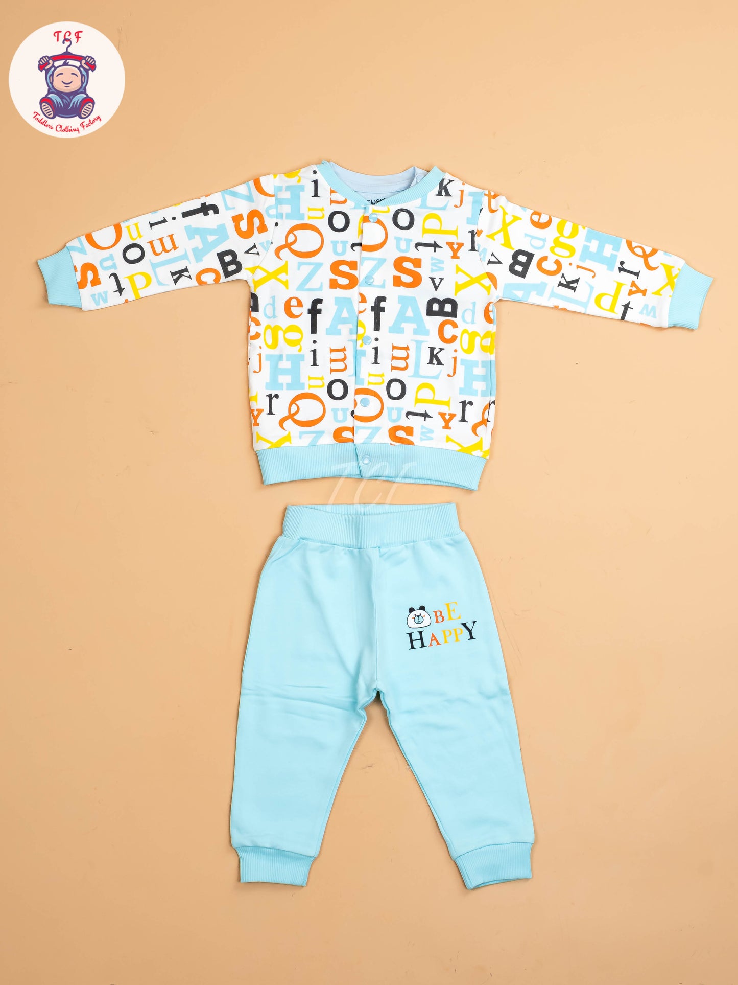 Sky -Printed Full Hand Shirt With Plain Pant
