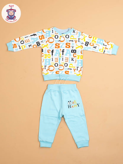 Sky -Printed Full Hand Shirt With Plain Pant