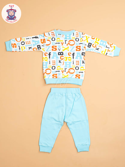 Sky -Printed Full Hand Shirt With Plain Pant