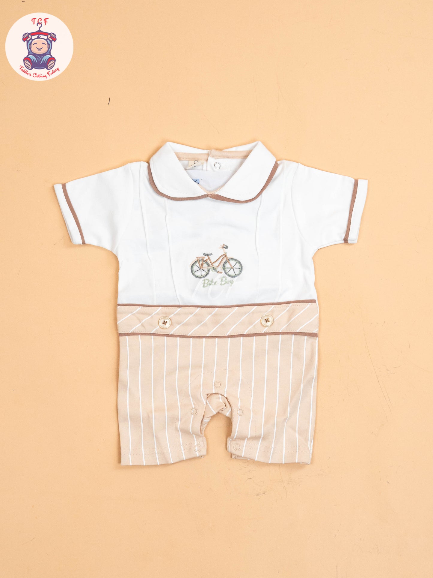 White & Beige  - Cotton Half Rompers